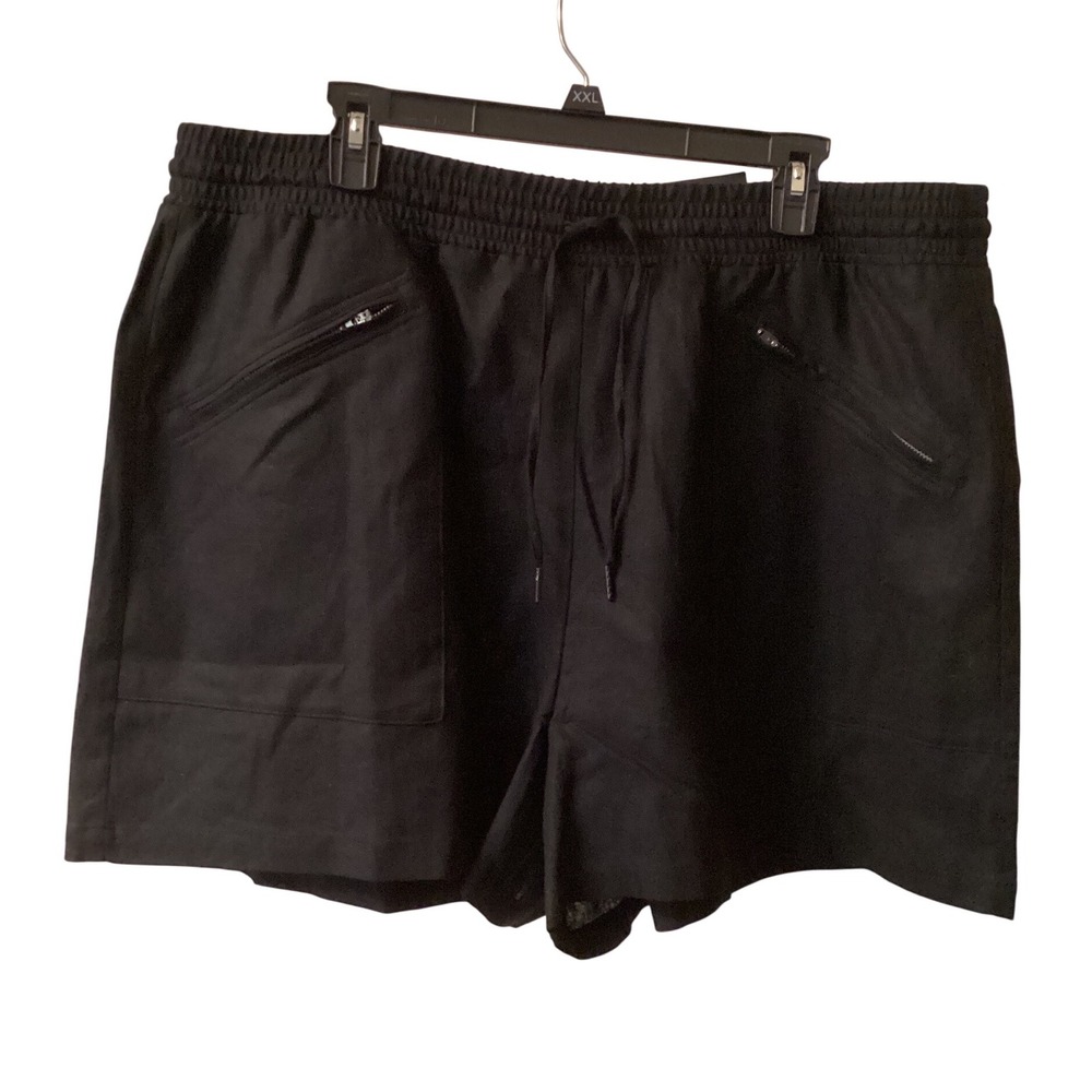 Simply Vera Vera Wang Black Linen Blend Mid-Rise Shorts XXL NWT Zipper Pockets